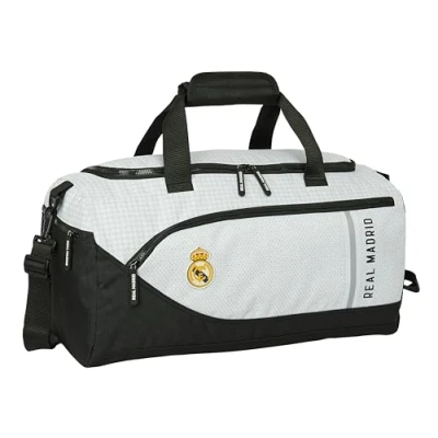 Image of Safta Real Madrid 1st Team 24/25 Sports Bag, Backpack, Ideal for Children of Different Ages, Comfortable and Versatile, Quality Resistance, 50 x 25 cm, White/Grey, Estándar,