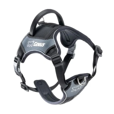 Image of Ferplast GENIUS Medium Size Dog Harness, Reflective, Breathable, Adjustable, Quick Release Magnetic Closure, Soft Padding, Black