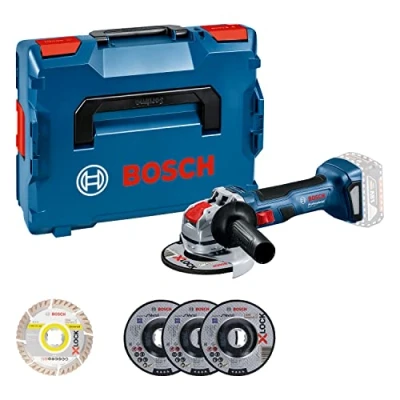Image of Bosch Professional 18V System Cordless Angle Grinder GWX 7 (Disc Ø 125 mm, 700 W Power, with X Lock Mount, incl. 5 Piece Cut Off and Grinding disc Set, in L BOXX) Amazon Exclusive Set