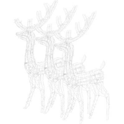 Image of vidaXL Acrylic Reindeer Christmas Decorations 3 pcs 120 cm Warm White