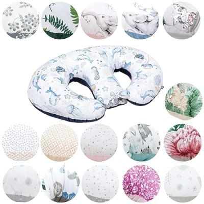 Image of Bellochi Maternity and Nursing Pillow for Twins Baby Support Multifunctional Breastfeeding with Cover Made of 100% Cotton OEKO TEX Certified (Verne)