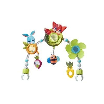 Image of Tiny Love Sunny Stroll Activity Arch with Rattle Toys, 0m +, Adjustable Clips fit most Pram or Pushchair, Meadow Days