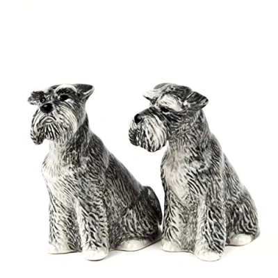 Image of Schnauzer Salt &amp; Pepper Dog Cruet Set Gift Boxed