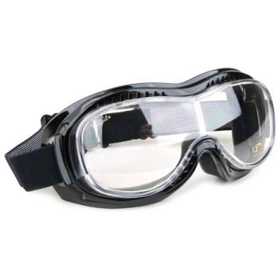 Image of Halcyon Nannini Rider Italian Motorcycle Goggles with Black Leather and Chrome Metal Frames (Clear Lenses)