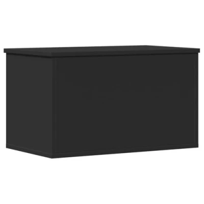Image of vidaXL Storage Box Black Engineered Wood 60x35x35 cm Blanket Chest with Ample for Clothing, Blankets, Toys Versatile Coffee Table/Couch Table/Side Table