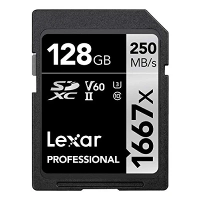 Image of Lexar Professional 1667x SD Card 128GB, SDXC UHS II Memory Card, Up to 250MB/s Read, 120MB/s Write, Class 10, U3, V60 for Photographer, Videographer, Enthusiast (LSD128CB1667)
