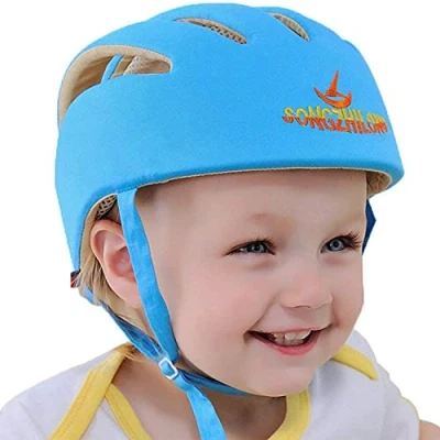 Image of IULONEE Baby Helmet Toddler Protective Hat Infant Head Cotton Adjustable Safety (Blue)