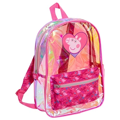 Image of Peppa Pig Transparent Backpack Girls Swim Bag Kids Wipeable Nursery Beach