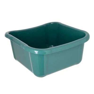 Image of KADAX Rectangular Laundry Bowl, Robust Tub, Washing Bowl with Comfortable Handles, Storage Container, Compact Cleaning (Green, 12L)