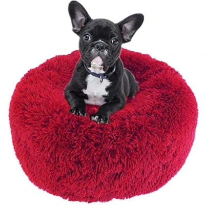 Image of Soft Luxurious Dog Bed Comfortable Cat Donut With Anti Slip Base Cuddler Kennel Puppy Sofa Cushion Pet
