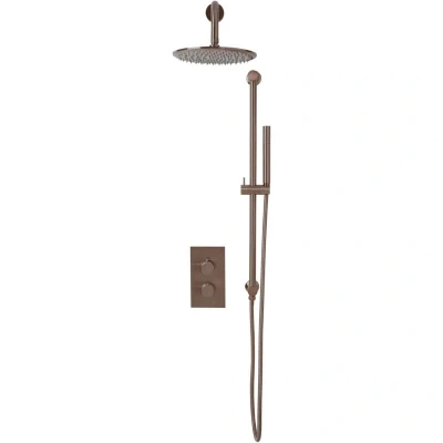 Image of Core Thermostatic Concealed Mixer Shower with Riser Kit + Fixed Head Brushed Bronze Orbit