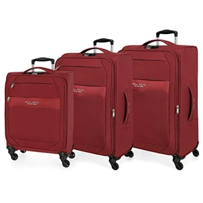 Image of Roll Road Royce Red Luggage Set 55/66/76 cm Soft Polyester Combination lock 196L 4 Wheels Hand