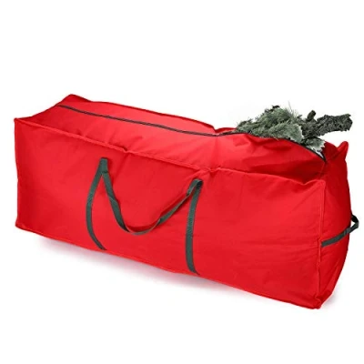 Image of Vinsani® 7ft Christmas Xmas Tree Decoration Lights Presents Gift Zip Up Sack Fabric Storage Bag Waterproof Décor Accesories Organiser (108 x 30 cm) Red