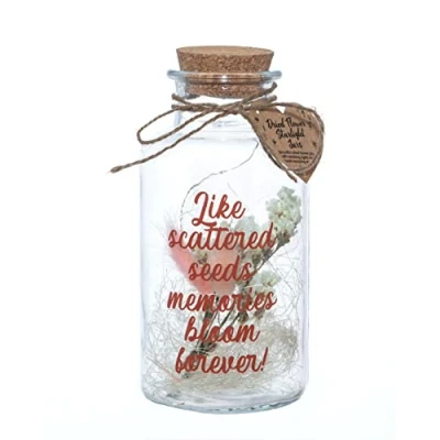 Image of Boxer Gifts Memories Bloom Light Up LED Starlight Jar with Dried Flowers Unique Homeware Gift for Her