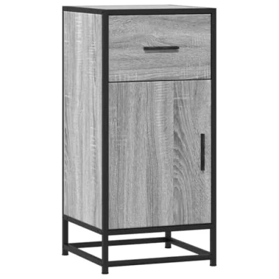 Image of vidaXL grey sonoma sideboard engineered wood &amp; metal 35.5x35x76 cm modern industrial cabinet with ample storage in living, dining room office
