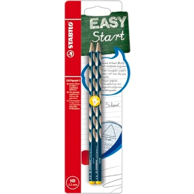 Image of STABILO Thin Ergonomic Graphite Pencil EASYgraph S Left Handed Pack of 2 Petrol HB