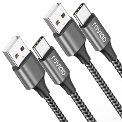 Image of RAVIAD USB C Cable 2M 2Pack, Type Charger Fast Charging Nylon Braided Compatible with iPhone 16 15 Pro Max, Samsung Galaxy S23 S22 S21 S20 A53, Huawei P40 P30, Google Pixel