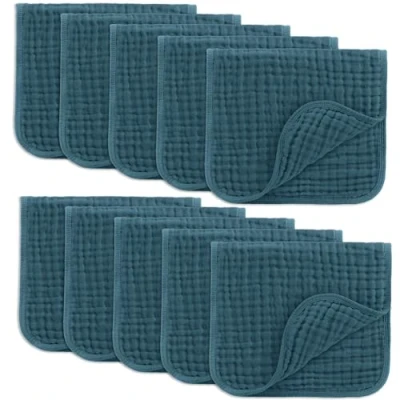 Image of Comfy Cubs Muslin Cloths for Baby, Baby Essentials, Burp Cloths, Squares, 100% Cotton, Hand Washcloths 6 Layers Extra Absorbent and Soft (Neptune, 10 Pack, 50 X 25 CM)