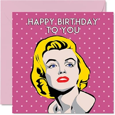 Image of Birthday Cards for Women Her Marilyn Happy Card Mum Sister Friend Auntie Daughter Nanny Grandma Granny Gran, 145mm x 21st 30th 40th 50th Ladies Womans Bday Greeting