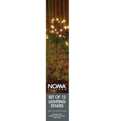 Image of NOMA Black Metal Lighting Garden Stakes, 45 cm (Set of 12)