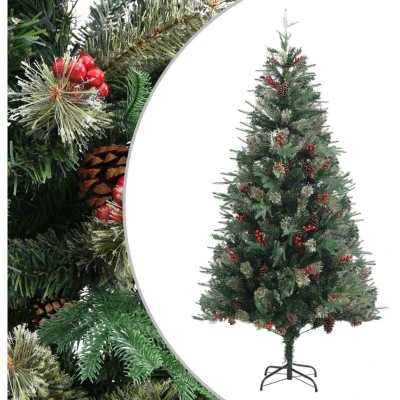 Image of vidaXL Christmas Tree with Pine Cones Green 225 cm PVC&amp;PE