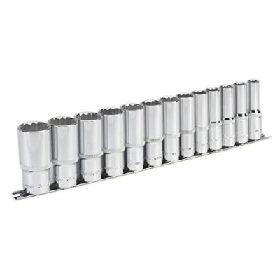 Image of Sealey Premier Socket Set 13pc 1/2&quot;Sq Drive 12pt Deep WallDrive® Imperial