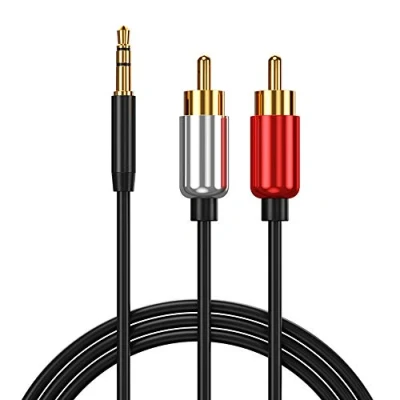 Image of Eono RCA Audio Cable, 2 Phono Male to 3.5mm Headphone Jack Stereo Y Splitter Red and White Aux Lead Compatible with Speaker, DJ Controller, Turntable TV, Hi Fi Amplifer (1.5M)