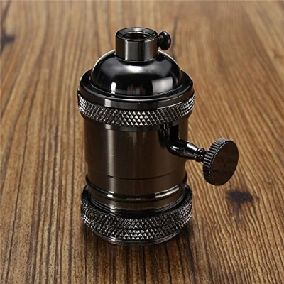 Image of MASUNN E26/E27 Retro Vintage Edison Industrial Light Bulb Lamp Holder Socket With Switch Black