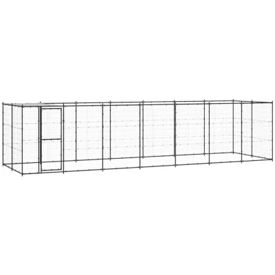Image of vidaXL Outdoor Dog Kennel Steel with Roof 16.94 m²