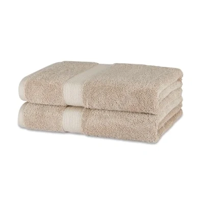 Image of Amazon Basics Fade Resistant Organic Cotton Bath Towel, 2 Pack, 76 x 137 cm, Taupe