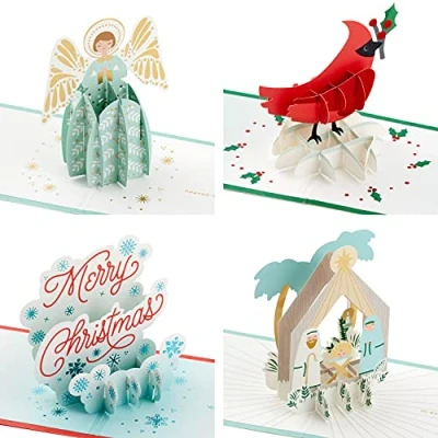 Image of Hallmark Signature Paper Wonder Pop Up Christmas Cards Assortment, Religious (4 Holiday with Envelopes)