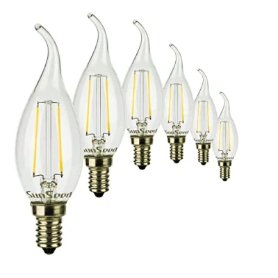 Image of SUNSEED 6 X E14 2W (Equivalent to 25W) Sapphire Filament LED Flame Light Bulb C35TA Neutral White 4000K
