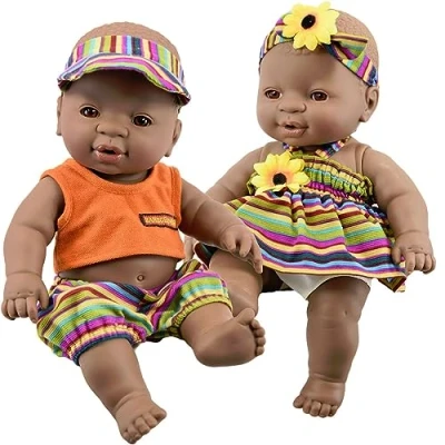 Image of The Magic Toy Shop Bibi Doll 12&quot; Realistic Lifelike Vinyl Black Dark Skin Twin Dolls Ethnic African Style Baby Doll, Anatomically Correct