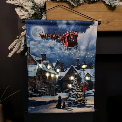 Image of Samuel ALEXANDER Battery Operated 47 x 38cm Light up Street with Christmas Tree Hanging Wall Art