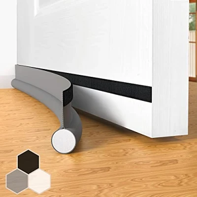 Image of Door Draught Excluder Draft Stopper Bottom One Sided Blockers，37&quot; Cutable Under Blocker Insulator Sweep Weather Stripping Soundproof for Interior／Exterior Doors,Gray