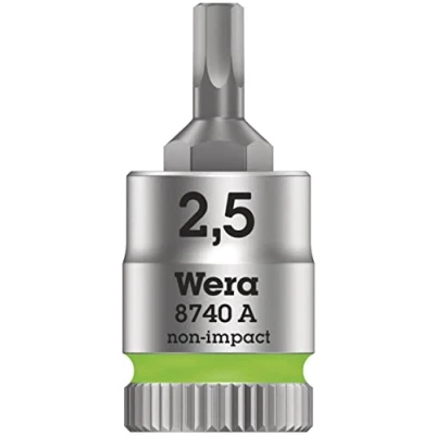 Image of Wera 8740 A Zyklop bit Socket with 1/4&quot; Drive Holding Function, 2,5 x 28 mm