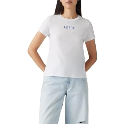 Image of Levi&#039;s Women&#039;s The Perfect Tee T Shirt, Serif EMB Bright WHI, Large