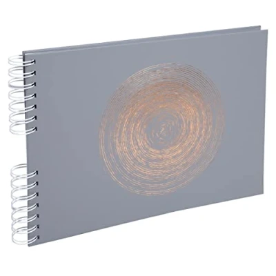 Image of Exacompta Ref. 16168E ellipse spiral photo album 150 photos 50 white pages format 32 x 22 cm gray imitation leather cover with rose gold marking in the shape of an