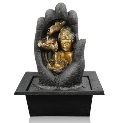 Image of Indoor Tabletop Fountain Water Feature LED Lights Polyresin Statues Home Decoration (Hand Fountain)