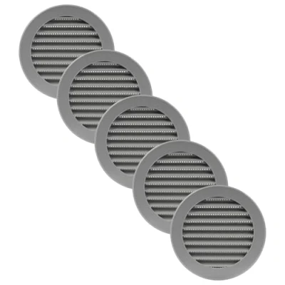 Image of Vent Systems 100 mm / 4&quot; Inch Round Soffit Cover Pack of 5 Gray Louvered Plastic Grill Grille with Screen Mesh HVAC, Ducting, Pipe Air Supply Vents for Bathroom, Kitchen