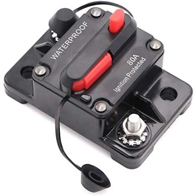 Image of Car Circuit Breaker,DC 12V 48V Waterproof Audio Inline Breaker with Manual Reset Fuse Holder Inverter,Auto for Motor Marine Boat RV Caravan (80AMP)