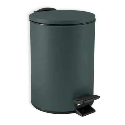 Image of Spirella Adelar Cosmetic Bin, 3 Litres, Stainless Steel with Soft Close Mechanism and Inner Bucket, Bathroom Waste Dark Green