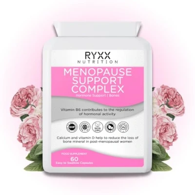 Image of Menopause Support Complex Supplements for Bone &amp; Hormone 60 Vegan Capsules Made in The UK by RYXX
