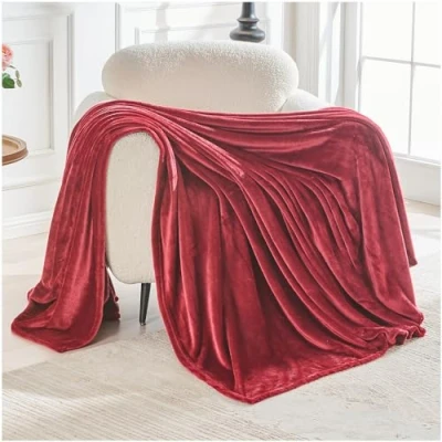 Image of GC GAVENO CAVAILIA Sherpa Fleece Throw Blanket Double 150x200 Cm Flannel Snuggle Burgundy