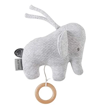 Image of Nattou 929387 Mini Elephant Quilted Tembo Music Box 21 x 18 8 cm Grey