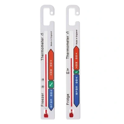 Image of Twin Pack Fridge Freezer Thermometer with Colour Coded Refrigerator Safe Temperature Zones Ideal and