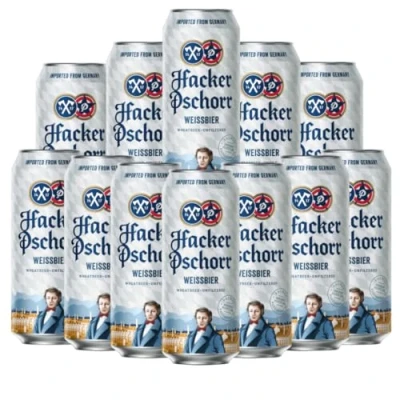 Image of Beer HUNTER Hacker Pschorr Hefe Weissbier German Wheat 500ml Cans 5.5% ABV (12 Pack)