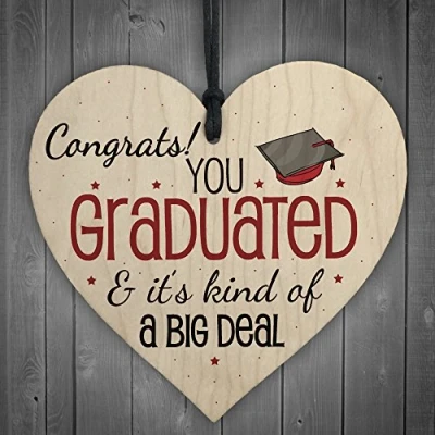 Image of RED OCEAN Big Deal Graduation Wooden Heart Keepsake Gift For Her Congratulations Message Party Decoration