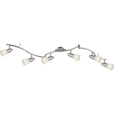 Image of Caleb Ceiling Spotlight Bar Chrome Opal Glass Shade 6x E14 3000K