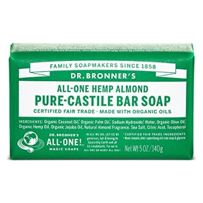 Image of DR BRONNERS Organic Almond Soap Bar 140g (PACK OF 2)